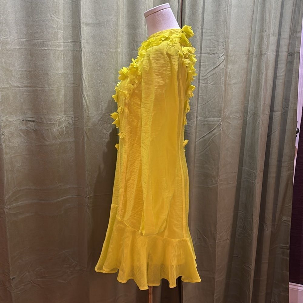 Karen Millen Vibrant Yellow/green appliqué Dress, US6 - Picture 10 of 15